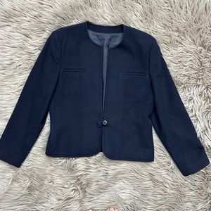 Vintage Alcott and Andrews 100% cashmere blue size 14 collarless blazer